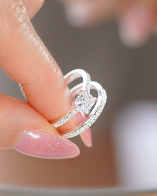 ANILLO DOBLE FRAME LUXURY PLATA ITA