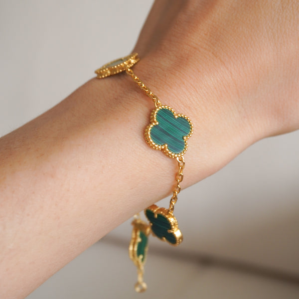 PULSERA PLATA ITA TREBOL GREEN