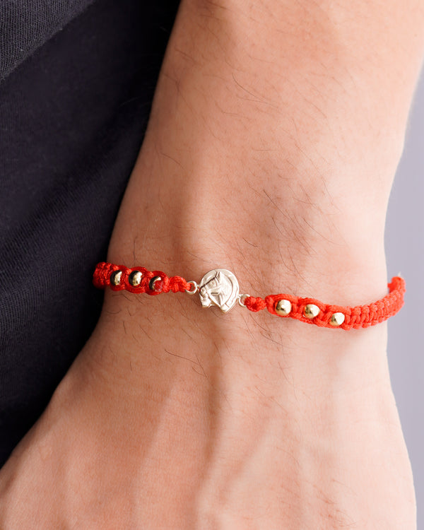 BRAZALETE HERRADURA CABALLO 4MM ROJO