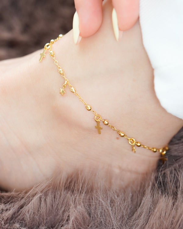 TOBILLERA ESTRELLAS CON CRUCES
