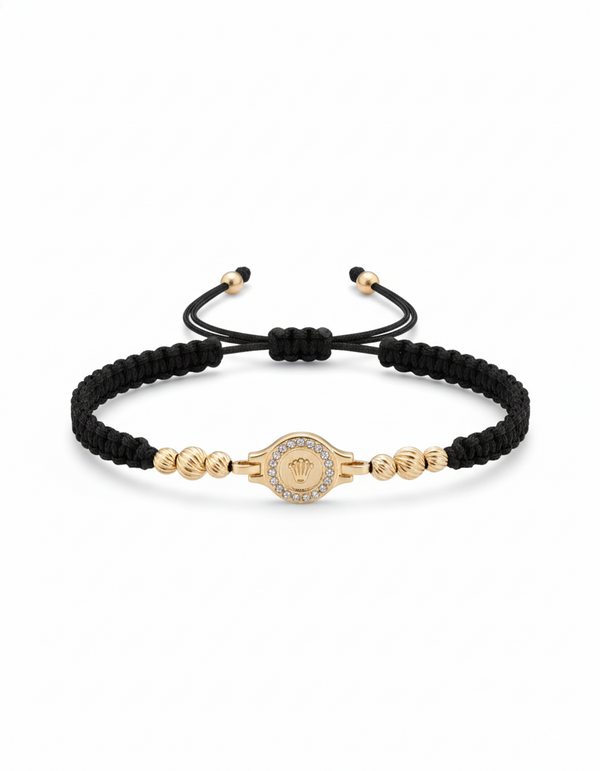 BRAZALETE ROLEX PIEDRA CRISTAL HILO NEGRO DIAMANTAD B4MM