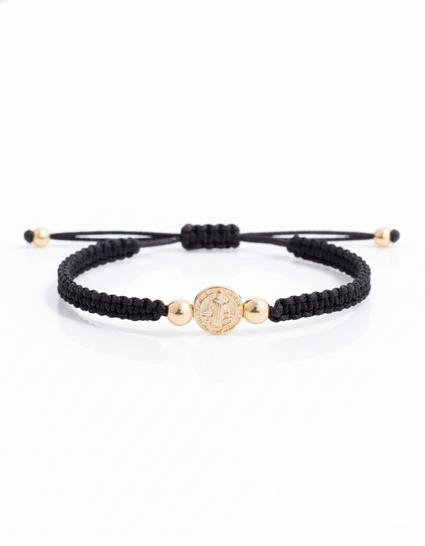 BRAZALETE PROTECCIÓN SAN BENITO NEGRO B6MM
