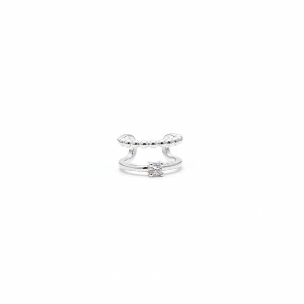 A EARCUFF SOLITARIO DUAL 1CM PLATA