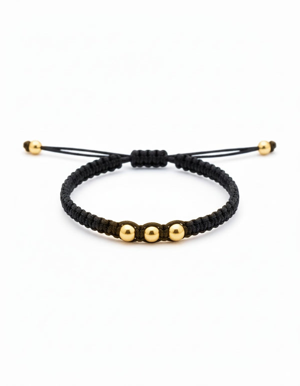 BRAZALETE TRES BALINES LISOS NEGRO