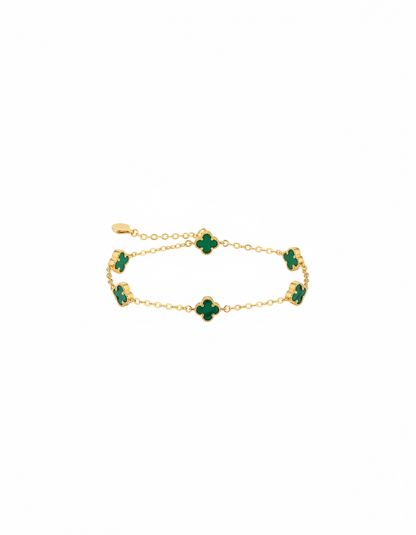 PULSERA TREBOL GOLD VERDE ESM PLATA-ORO