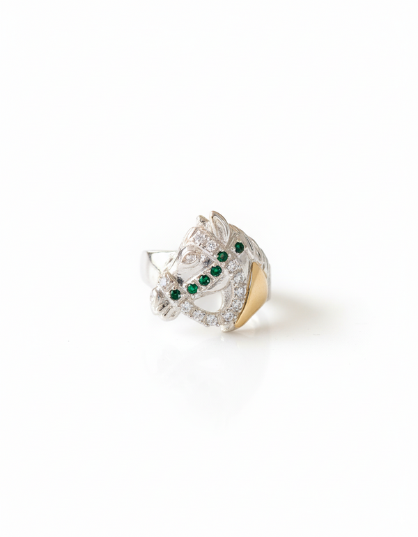ANILLO CABALLO 2 TONOS PLATA T9