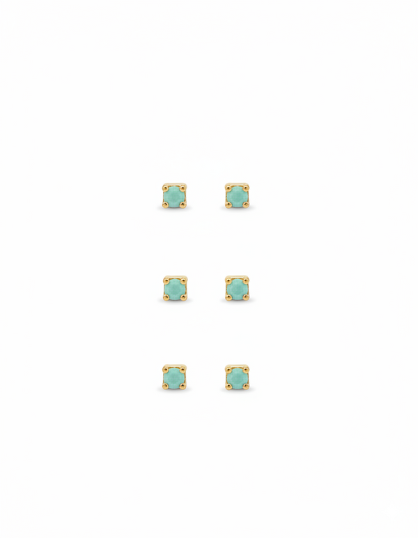 SET TOPOS CIRCON CUADRADO 3MM VERDE ESMERALDA