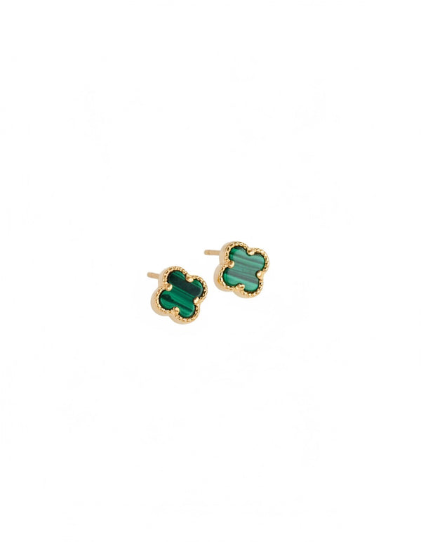 ARETE TRÉBOL GOLD VERDE PLATA- ORO