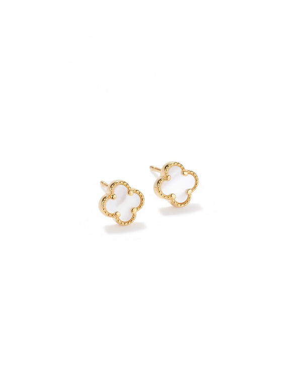 ARETE TRÉBOL GOLD BLANCO PLATA- ORO
