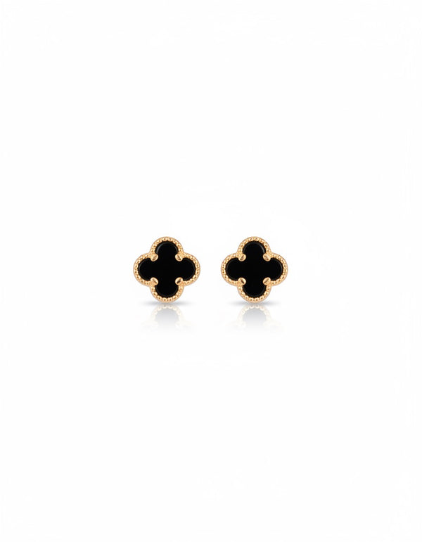 ARETE TRÉBOL GOLD NEGRO PLATA- ORO