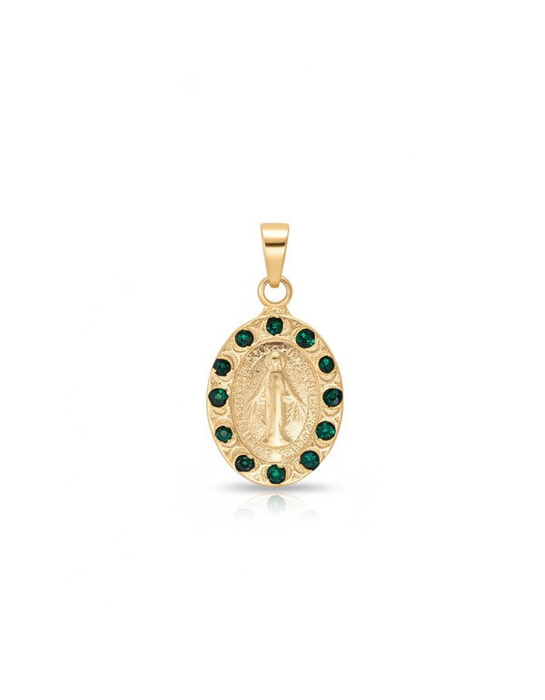 DIJE VIRGEN MILAGROSA VERDE ESM ED GOLD 2CM