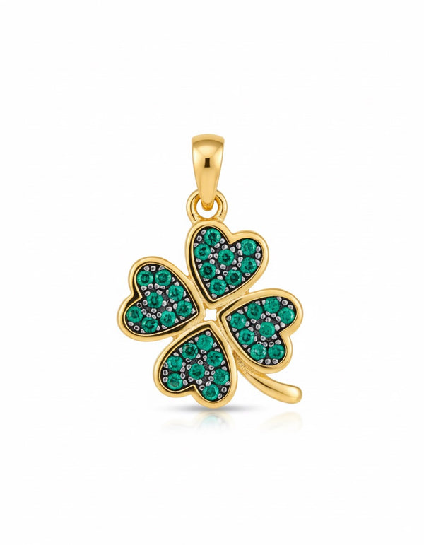 DIJE TREBOL VERDE CIRCONIAS 1,3CM