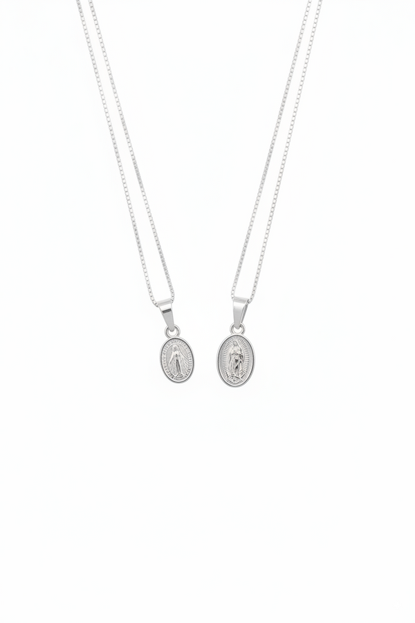 SET CADENA+DIJE MILAGROSA O GUADALUPE PLATA 925