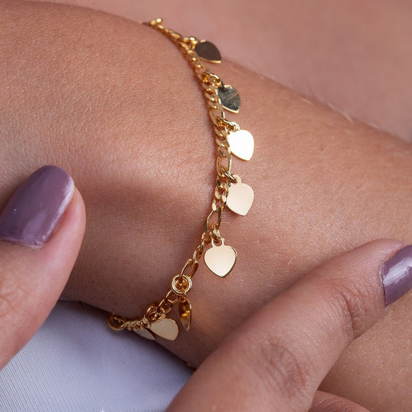 Pulsera 3x1 corazones 18cm ajustable