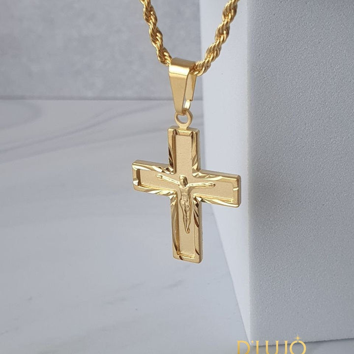 Dije Cristo Cruz diamantado dlujo-joyeria