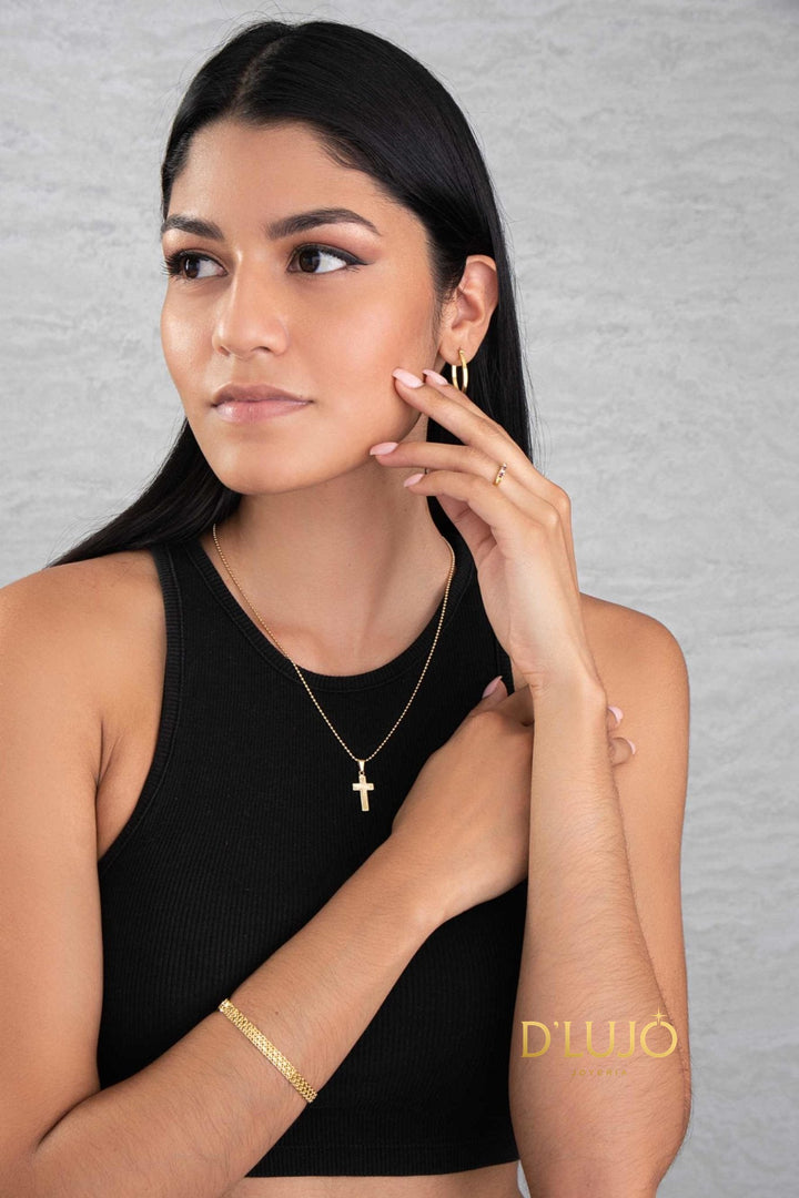 Dije Cruz Plana tallada dlujo-joyeria